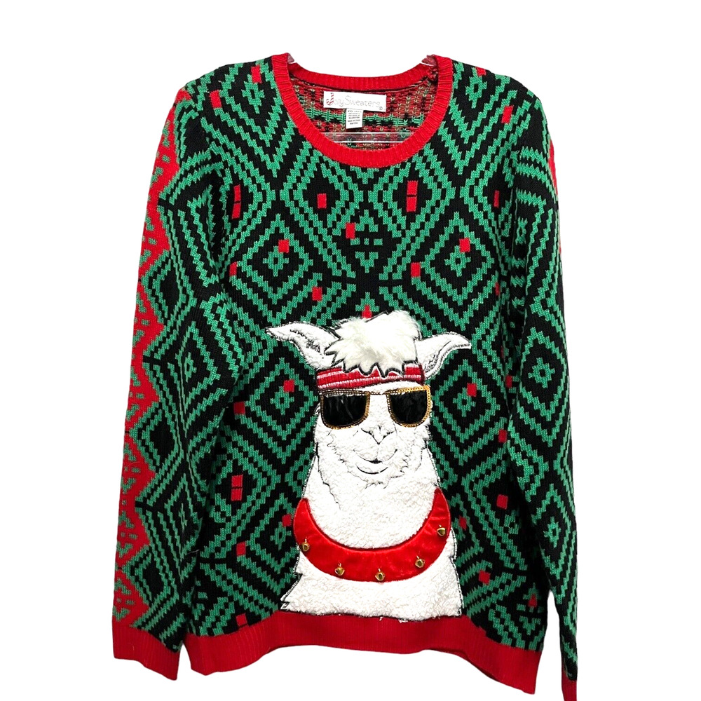 Jolly Sweaters Ugly Christmas Sweater Funky Llama Adult Unisex Marked Size XXL